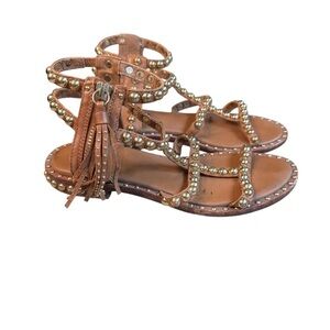 ASH Women's Power Studded sandals leather brown gold gladiator caged 35 US 5 S2